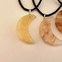 Golden Healer Hematoid Quartz Crystal Crescent Moon Gemstone Pendant Necklace - Video