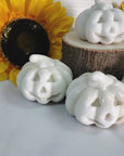 Milky Quartz Crystal Carving Natural Gemstone Jack-O-Lantern | Calming Pumpkin - Autumn Decor