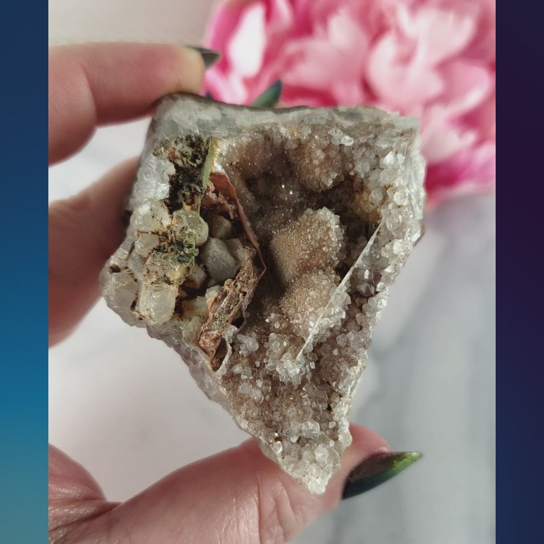Unique Druzy Included Quartz Crystal Cluster Natural Gemstone | Oka - 2