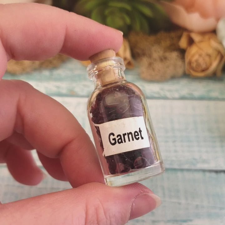 Garnet Natural Crystal Chips Bottle - One Bottle - Video