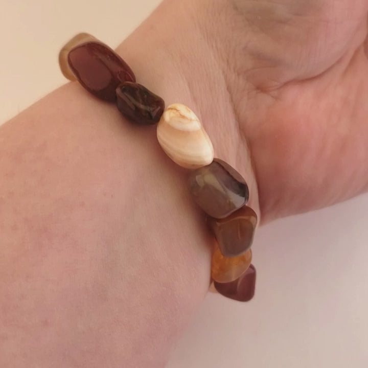 Carnelian Natural Crystal Nugget Stretch Bracelet - Video