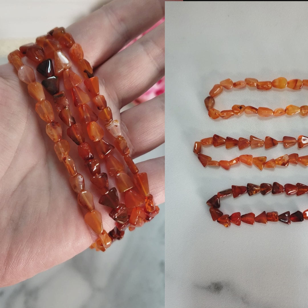 Carnelian Natural Crystal Beads Strand | One Strand of Carnelian Chip Beads - Video