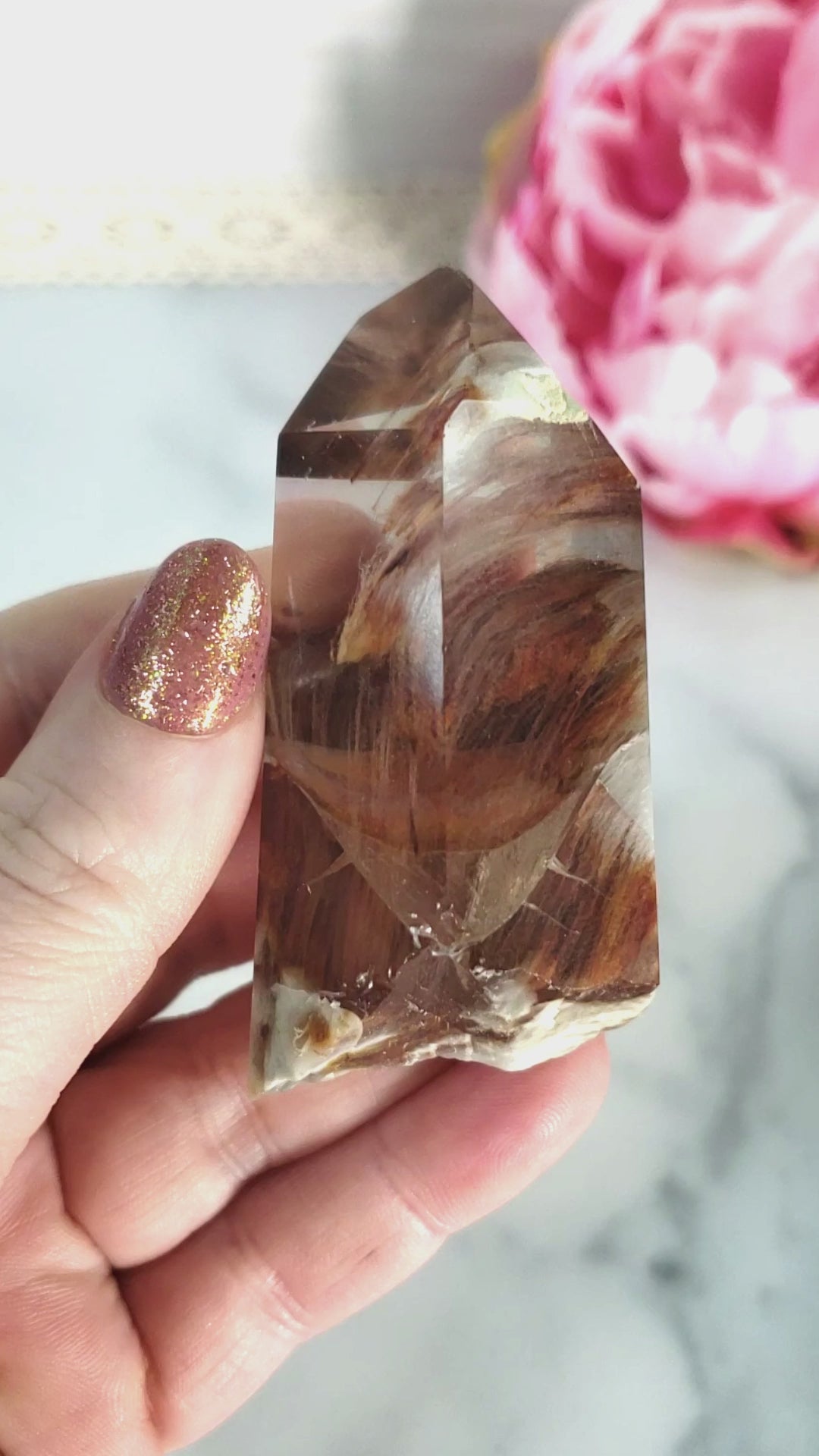 Unique Angel Phantom Quartz Amphibole Quartz Crystal Point Natural Gemstone Semi-Polished High Quality | Azrael - 14