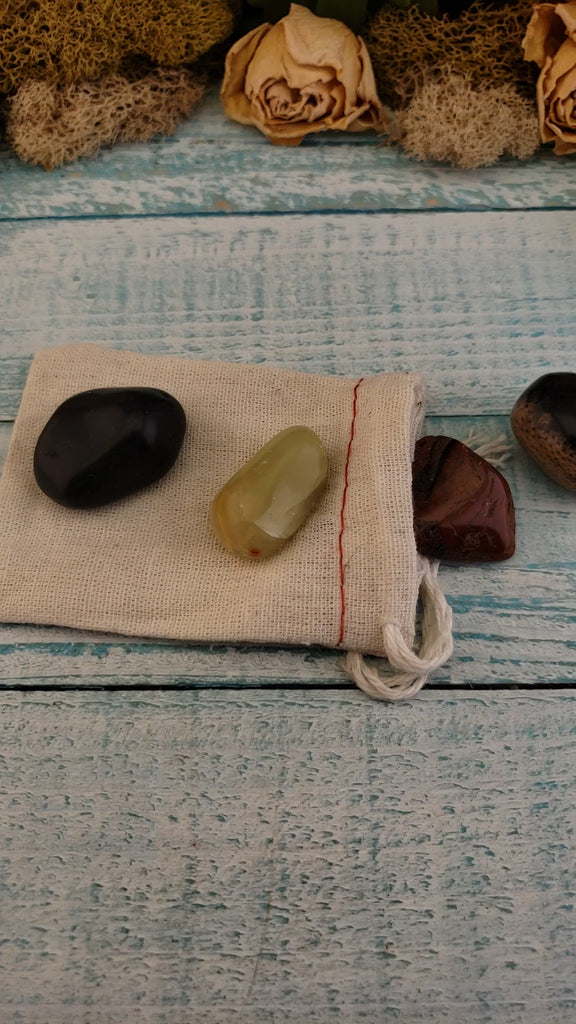 Stress Relief & Peace - Set of Four Tumbled Stones with Pouch - Video