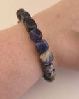Sodalite Gemstone Nugget Stretch Bracelet - Video