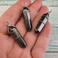 Hematite Crystal Point Wire Wrapped Jewelry Gemstone Pendant - Video