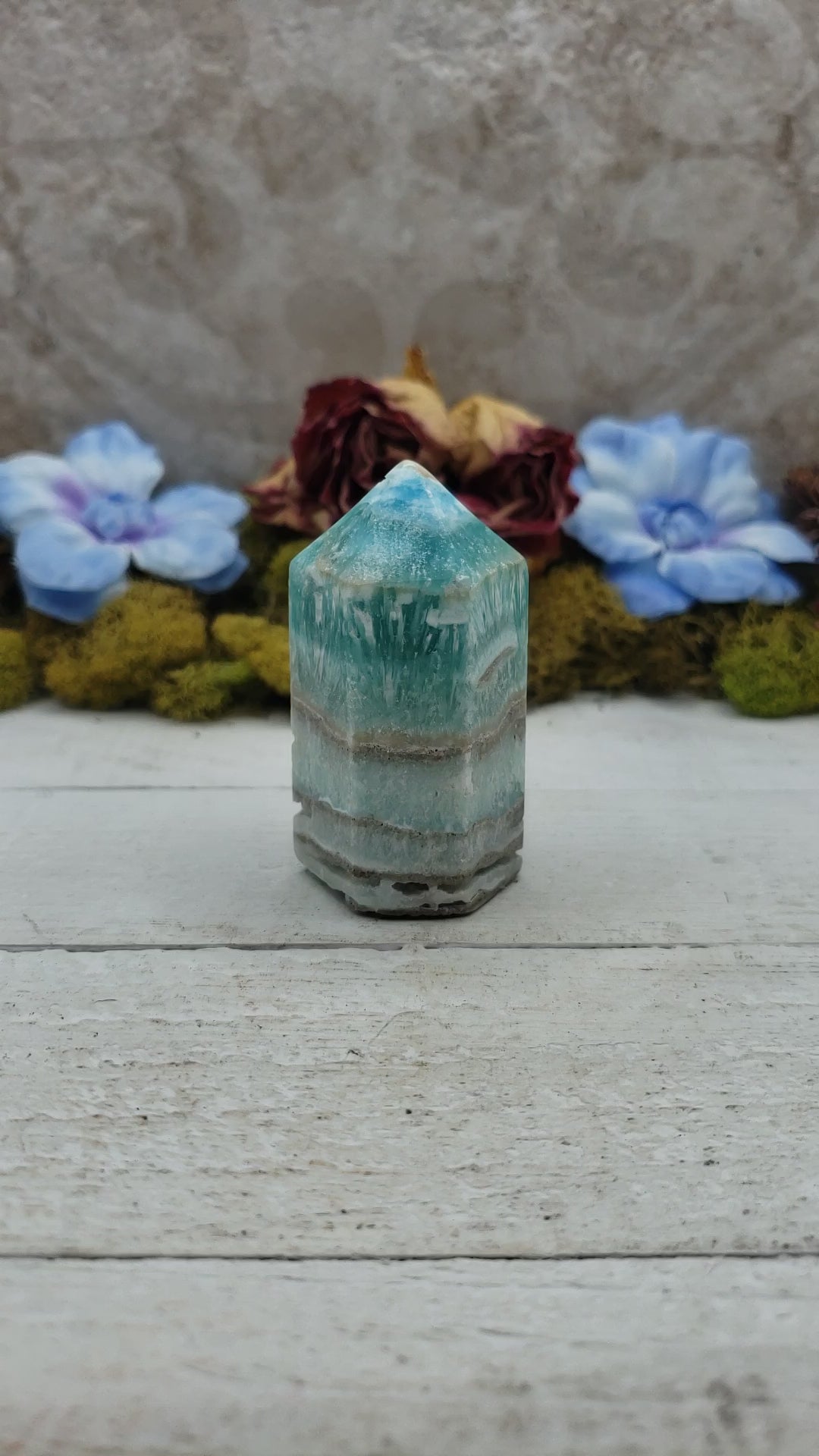 Unique Blue Aragonite Natural Crystal Tower - Ida 1