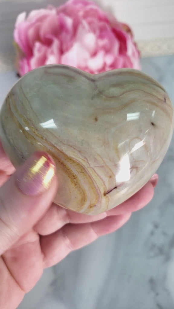 Unique Polychrome Jasper Stone Heart Natural Crystal | 73mm | Annatto - 4