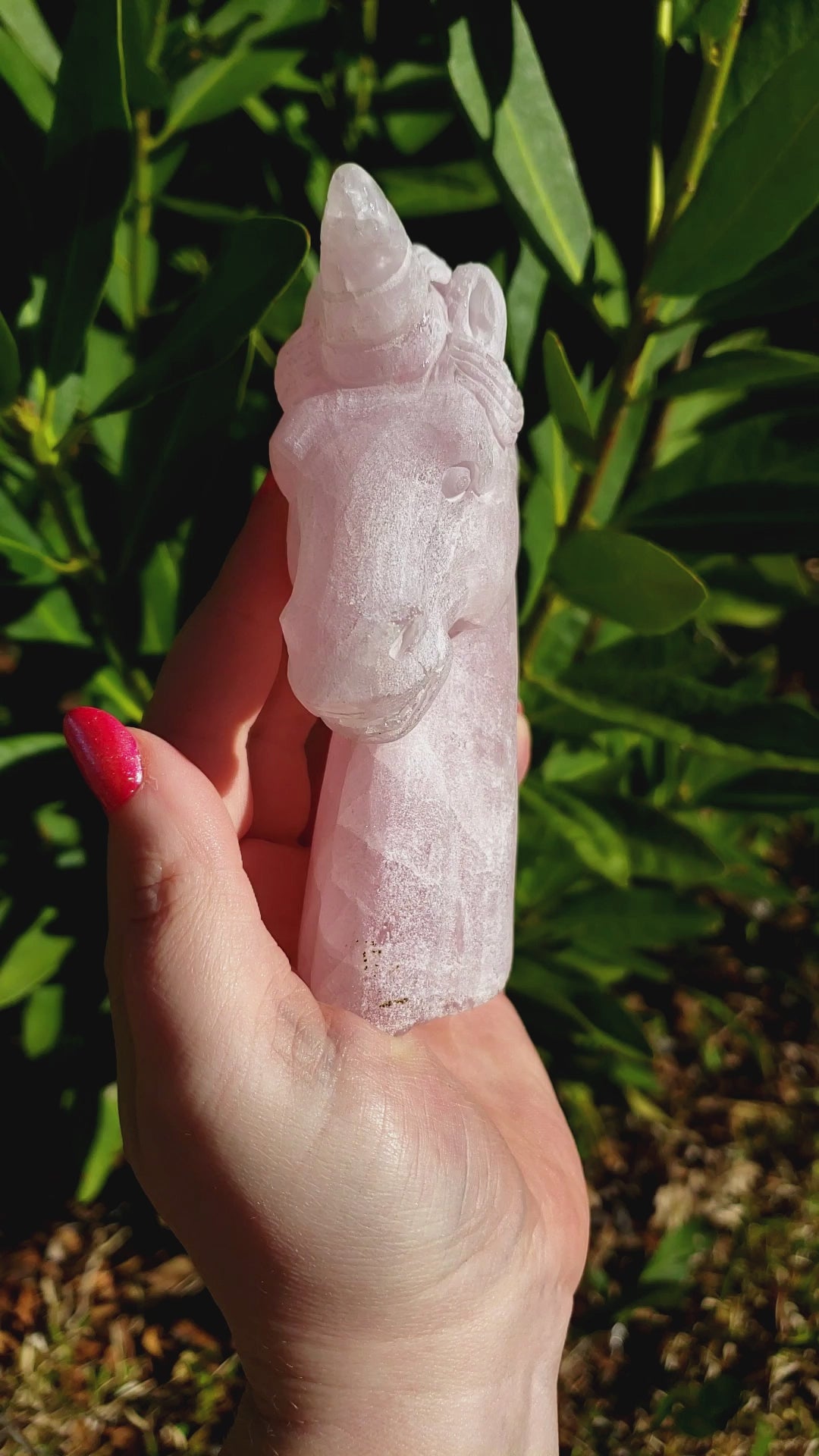 Unique Rose Quartz Crystal Unicorn Natural Gemstone Carving | Amalthea - 6