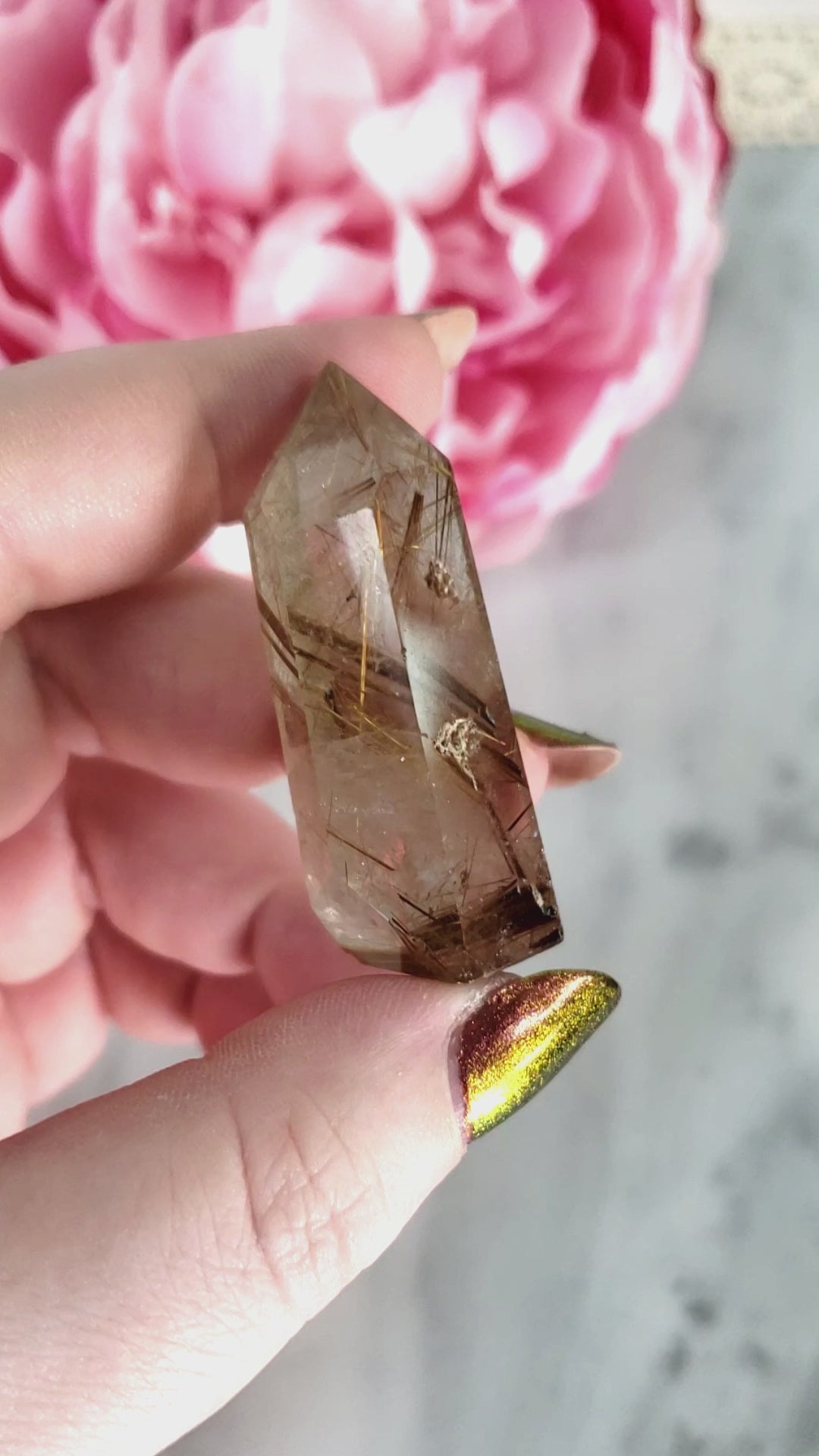 Unique Rutilated Quartz Crystal Tower Natural Gemstone Point | Inanna - 6