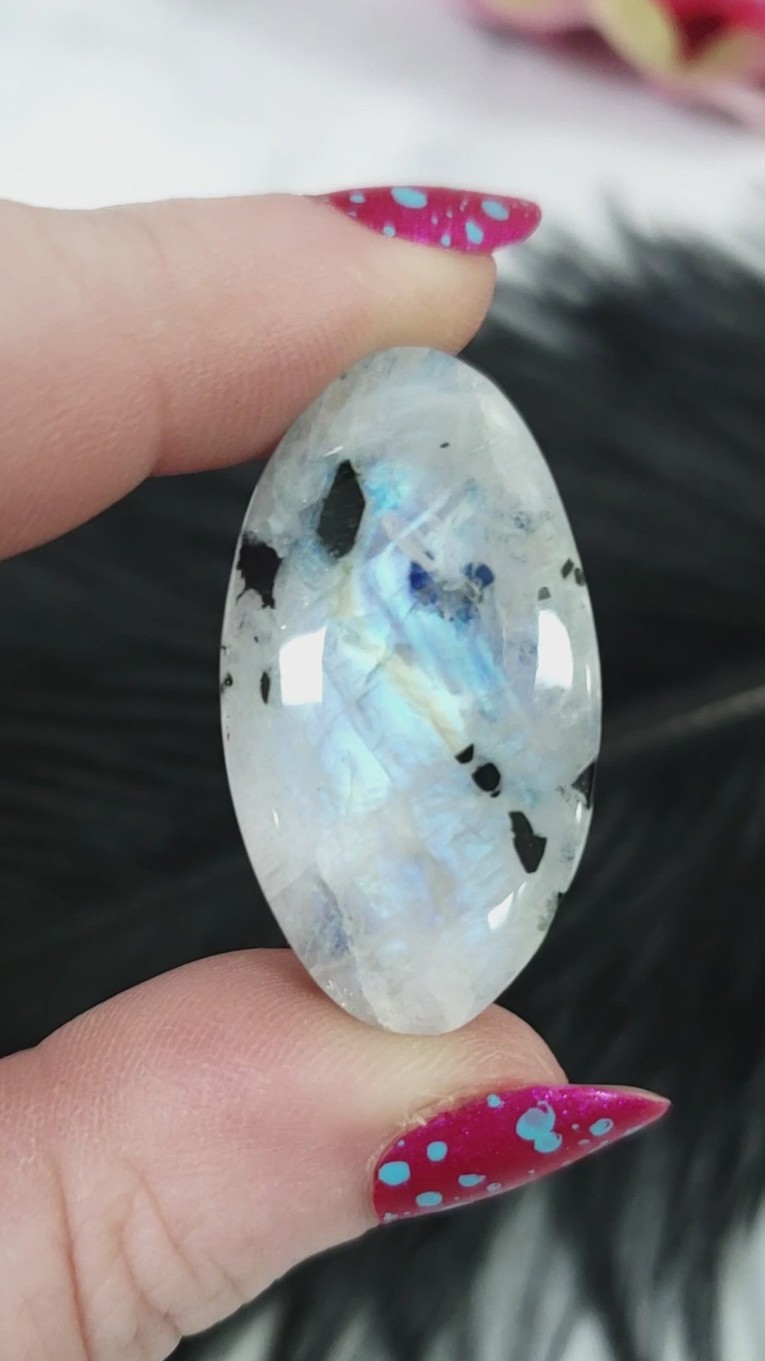 Unique 50 Carat Flashy Rainbow Moonstone Cabochon Natural High Quality Crystal | Sonnet - 3