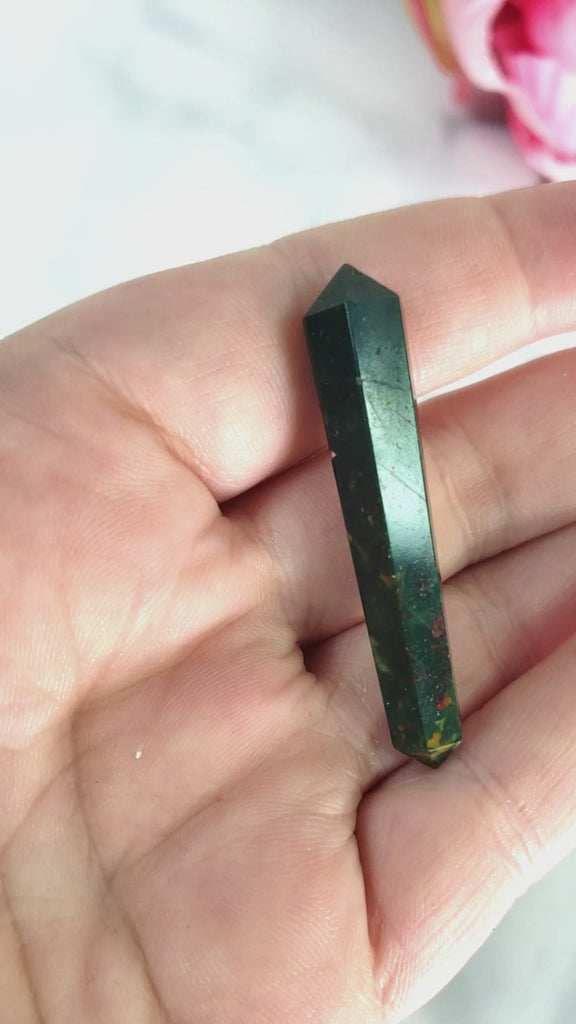 Unique Mini Bloodstone Natural Gemstone Double Terminated Crystal Wand | Jolly - 4