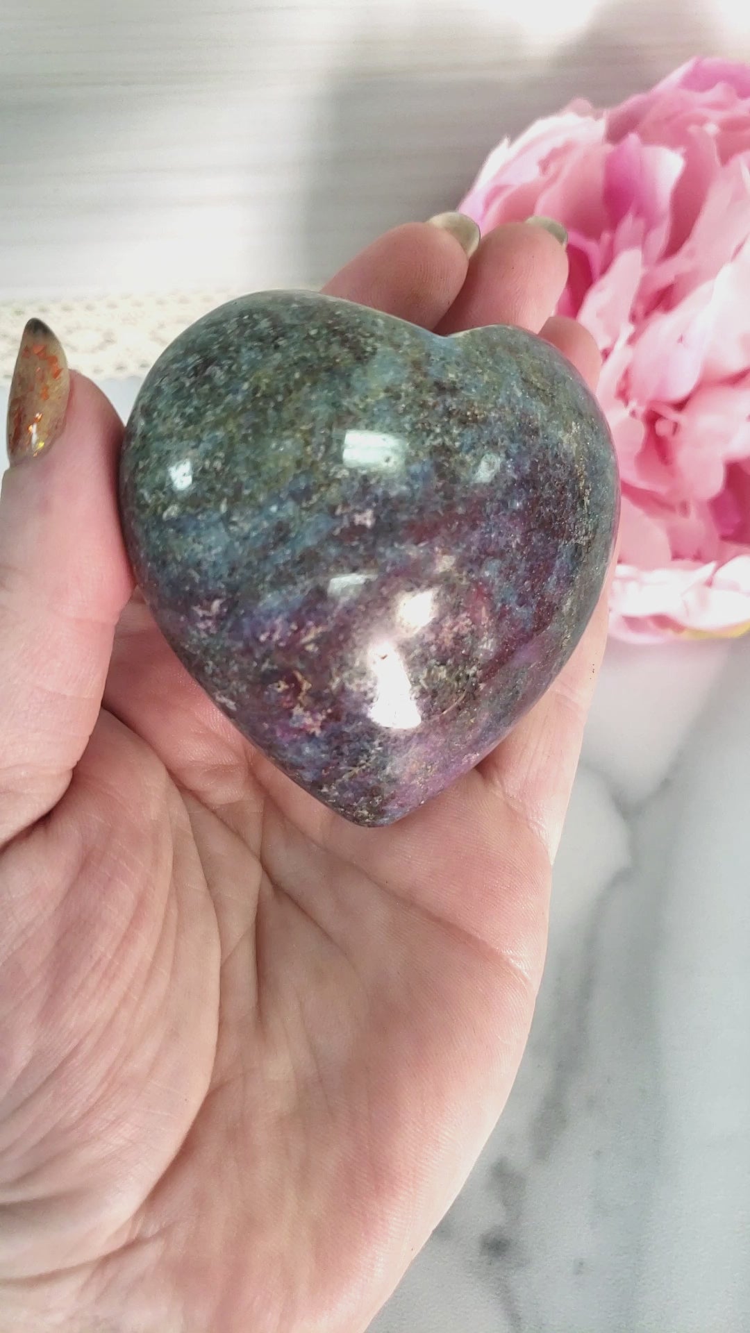 Unique Ruby Kyanite Crystal Heart Natural Gemstone Carving | 67mm | Season - 3