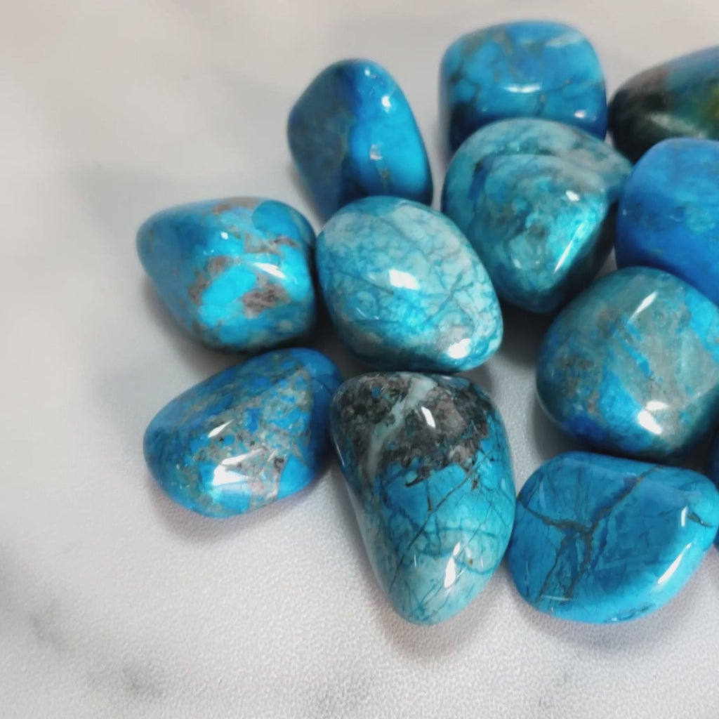 Turquenite Blue Howlite Dyed Tumbled Stone - One Stone - Video