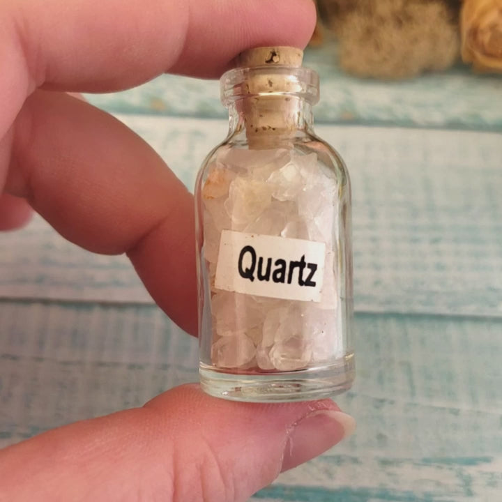 Quartz Natural Crystal Chips Bottle - Video