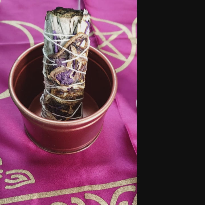 Triple Moon Cleansing Gift Set - Selenite Tower, White Sage, Altar Cloth, & Smudge Pot - Video
