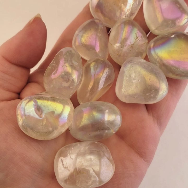 Large Angel Aura Quartz Tumbled Crystal - One Stone - Video
