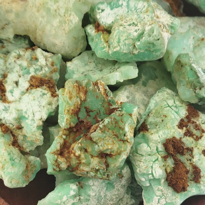 Chrysoprase Natural Raw Crystal Rough Gemstone - High Quality Medium - Video