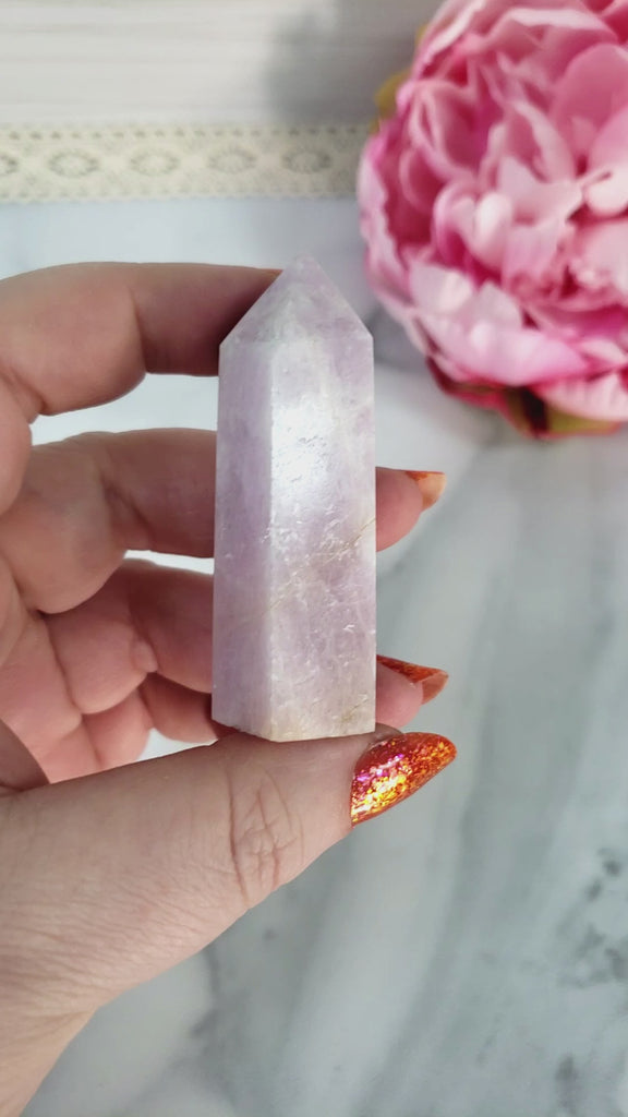Unique Kunzite Spodumene Crystal Tower Natural Gemstone Point | Wisteria - 3