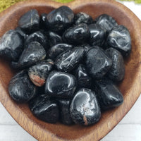 video of black tourmaline crystals in heart bowl