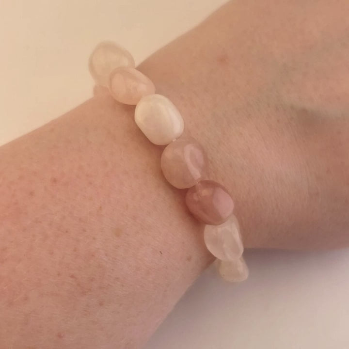 Rose Quartz Crystal Nugget Stretch Bracelet - Video