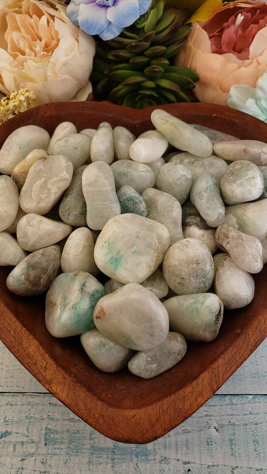 Quartz with Chrysocolla Tumble Stone - Single Stone