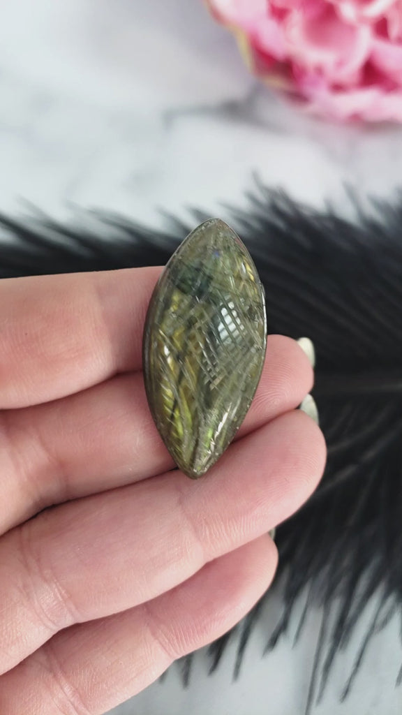 Unique 35 Carat Labradorite Cabochon Natural Gemstone Carving | Kaleidoscope - 2