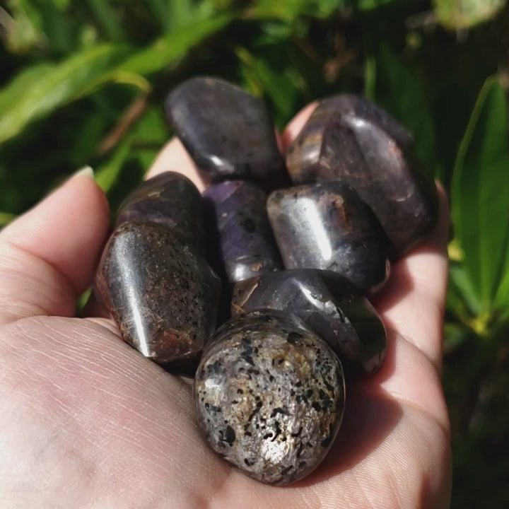 Star Ruby Corundum Polished Tumbled Gemstone - One Stone - Video