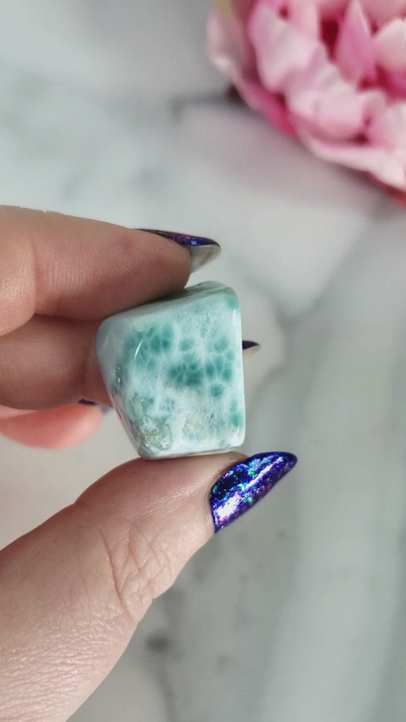 Unique High Quality Larimar Stone Natural Blue Pectolite Crystal Polished Freeform Tumbled Stone | Calypso - 5