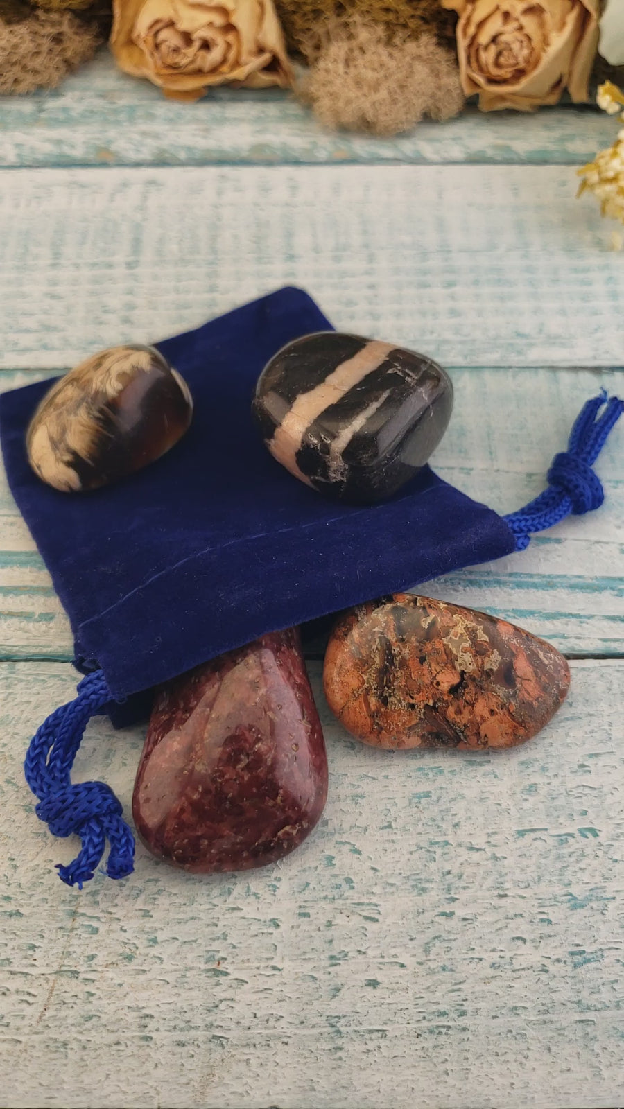 Self Care & Recovery - Set of Four Tumbled Stones with Pouch - Video