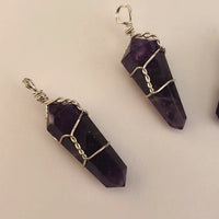 Amethyst Crystal Point Wire Wrapped Jewelry Gemstone Pendant - Video