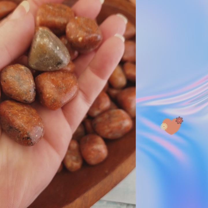 Orchid Orange Calcite Semi-Tumbled Stone - One Stone - Video