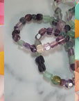 Fluorite Crystal Natural Gemstone Nugget Bead Bracelet - Video