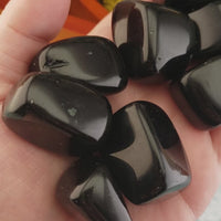 Black Obsidian Natural Tumbled Stone - One Stone - Video