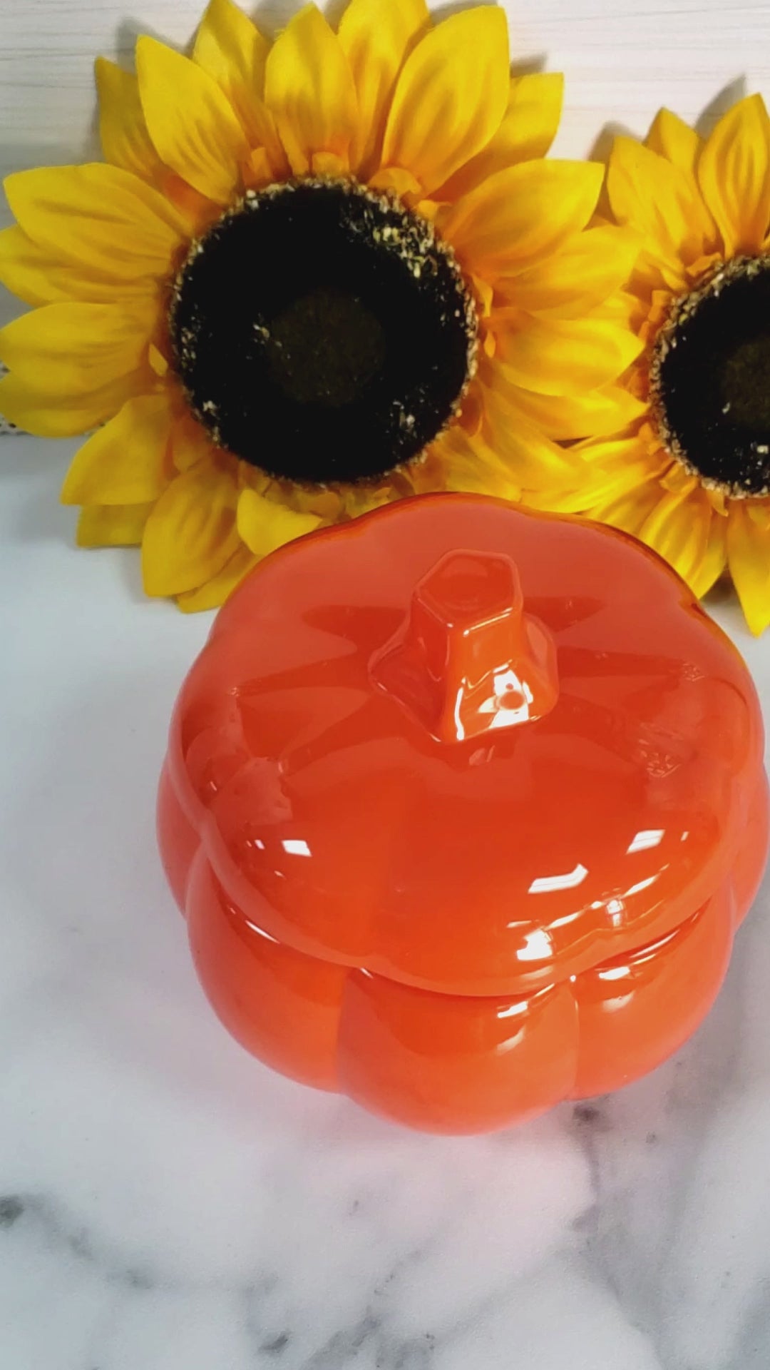 Orange Pumpkin Glass Container with Lid | Halloween Home Decor - Video