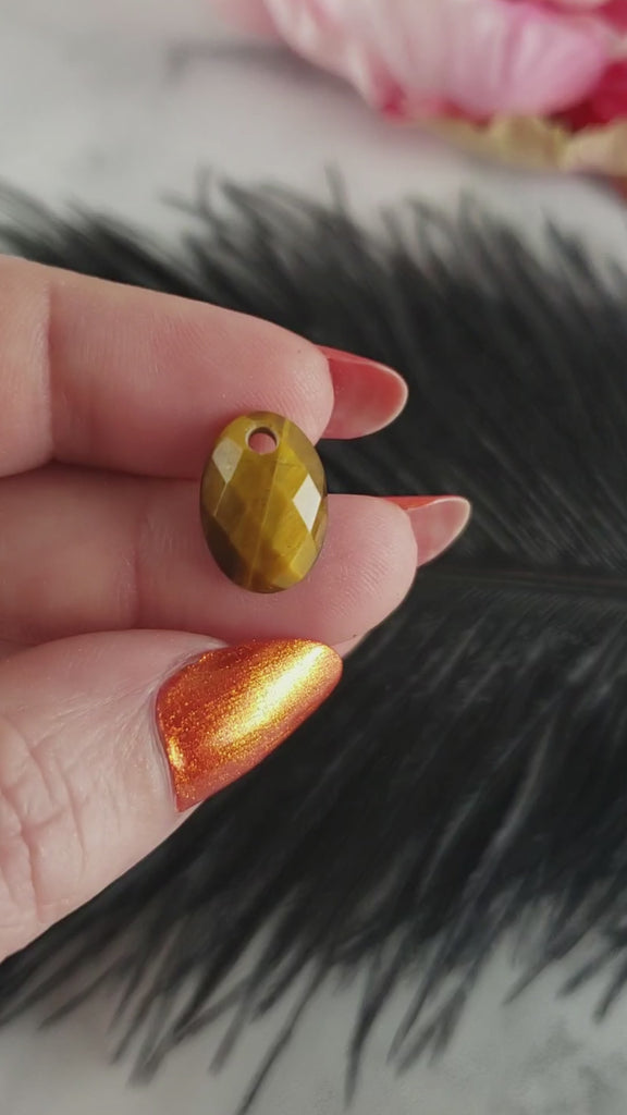 Unique 4.9 Carat Drilled Faceted Tigers Eye Crystal Cabochon Natural High Quality Gemstone | 14mm - 2