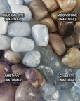 Tumbled Stones Natural Crystal Set for Intuition & Spiritual Wisdom | Blue Calcite, Moonstone, Amethyst, Celestine