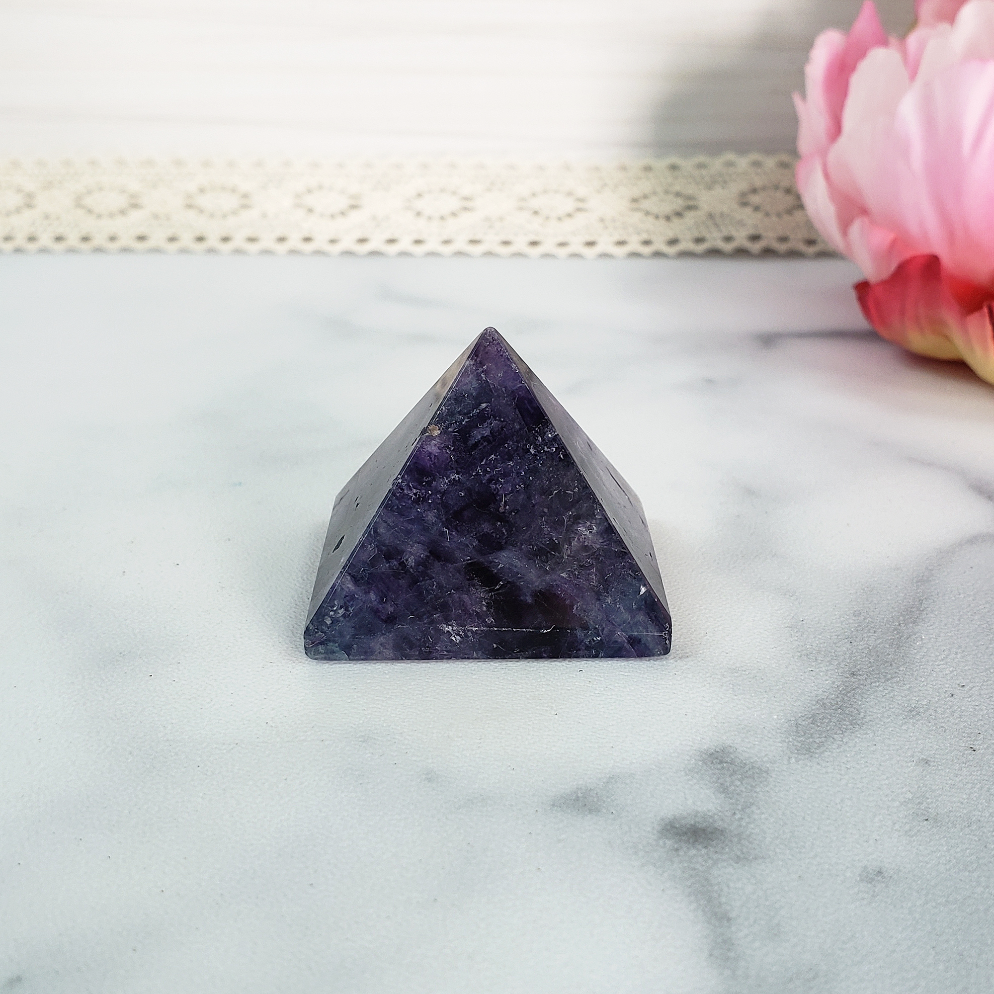 Purple Fluorite Stone Natural Gemstone Crystal Pyramid | 30-35mm - 1