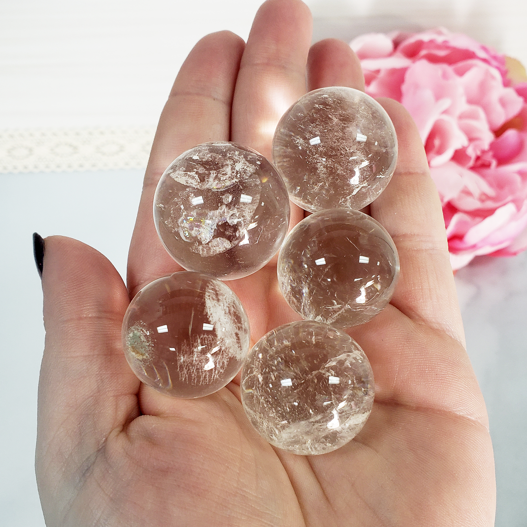 Quartz Crystal Sphere Natural Gemstone Orb Stone Marble | SMALL | Multiple Sizes - 8