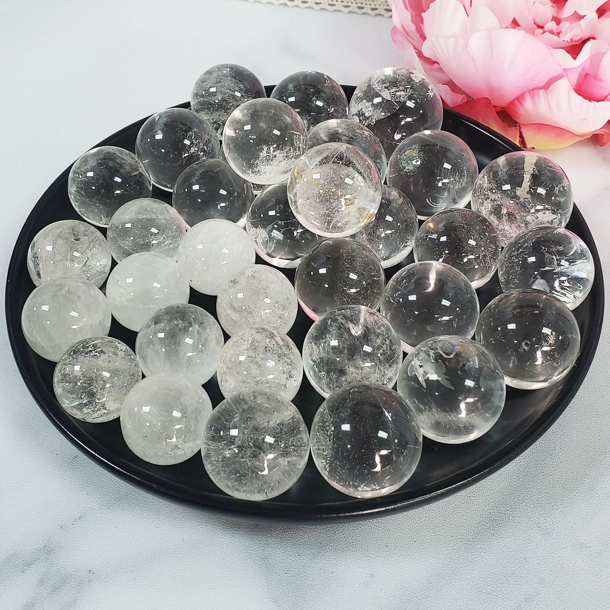 Quartz Crystal Sphere Natural Gemstone Orb Stone Marble | SMALL | Multiple Sizes