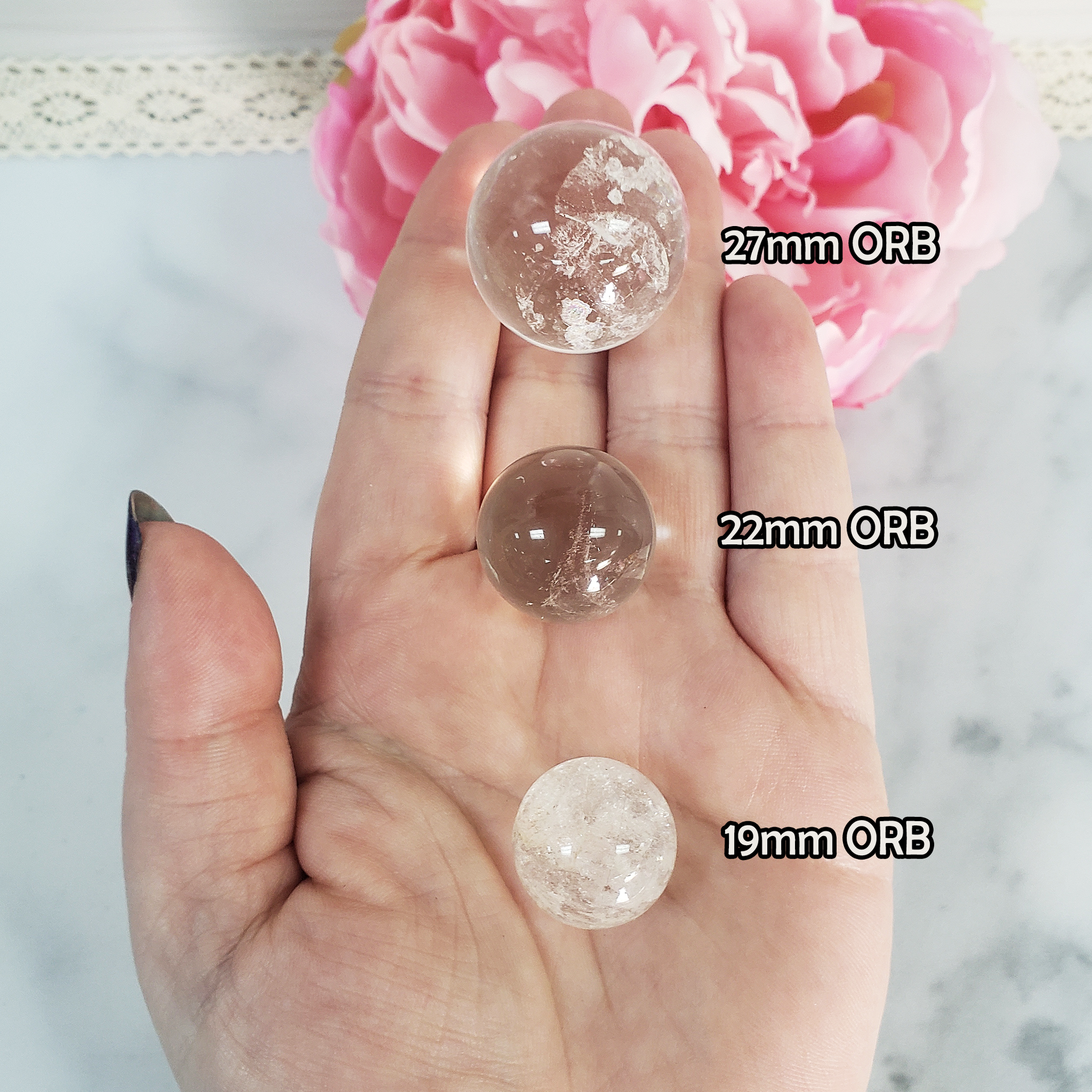 Quartz Crystal Sphere Natural Gemstone Orb Stone Marble | SMALL | Multiple Sizes - 6