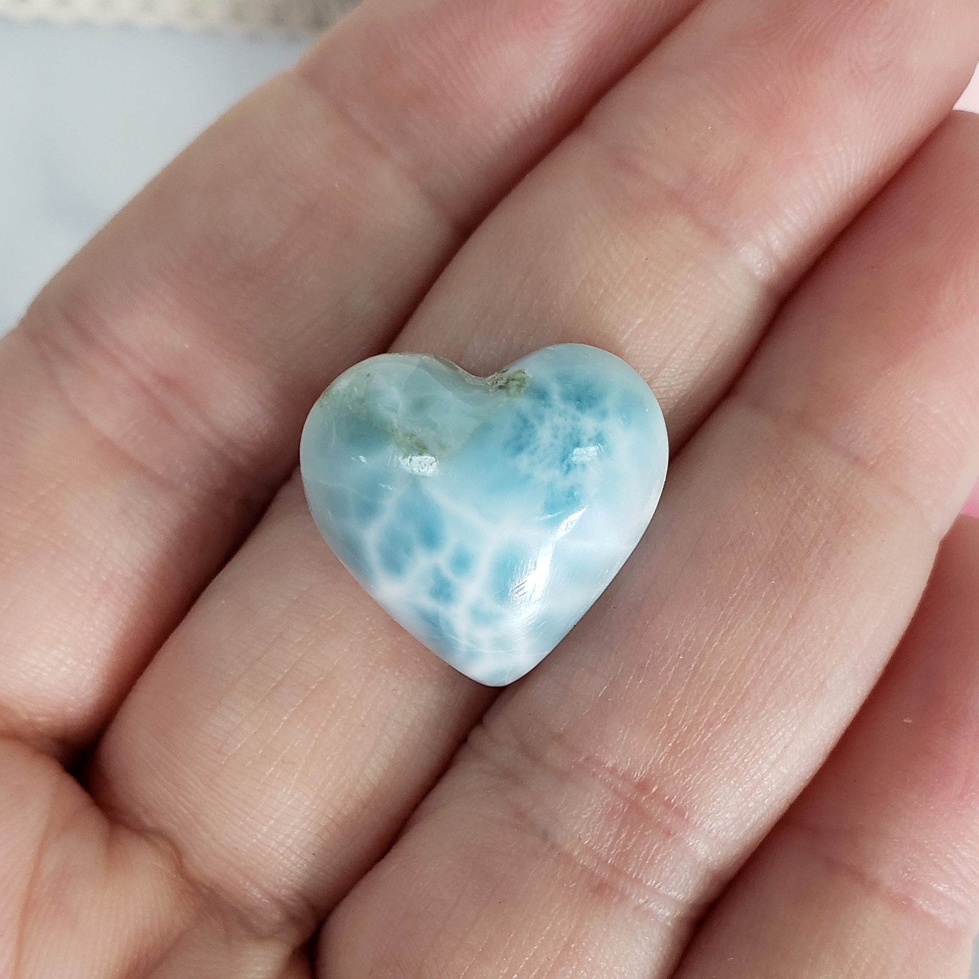 Unique High Quality Larimar Stone Heart Natural Gemstone Cabochon | Raidho - 1