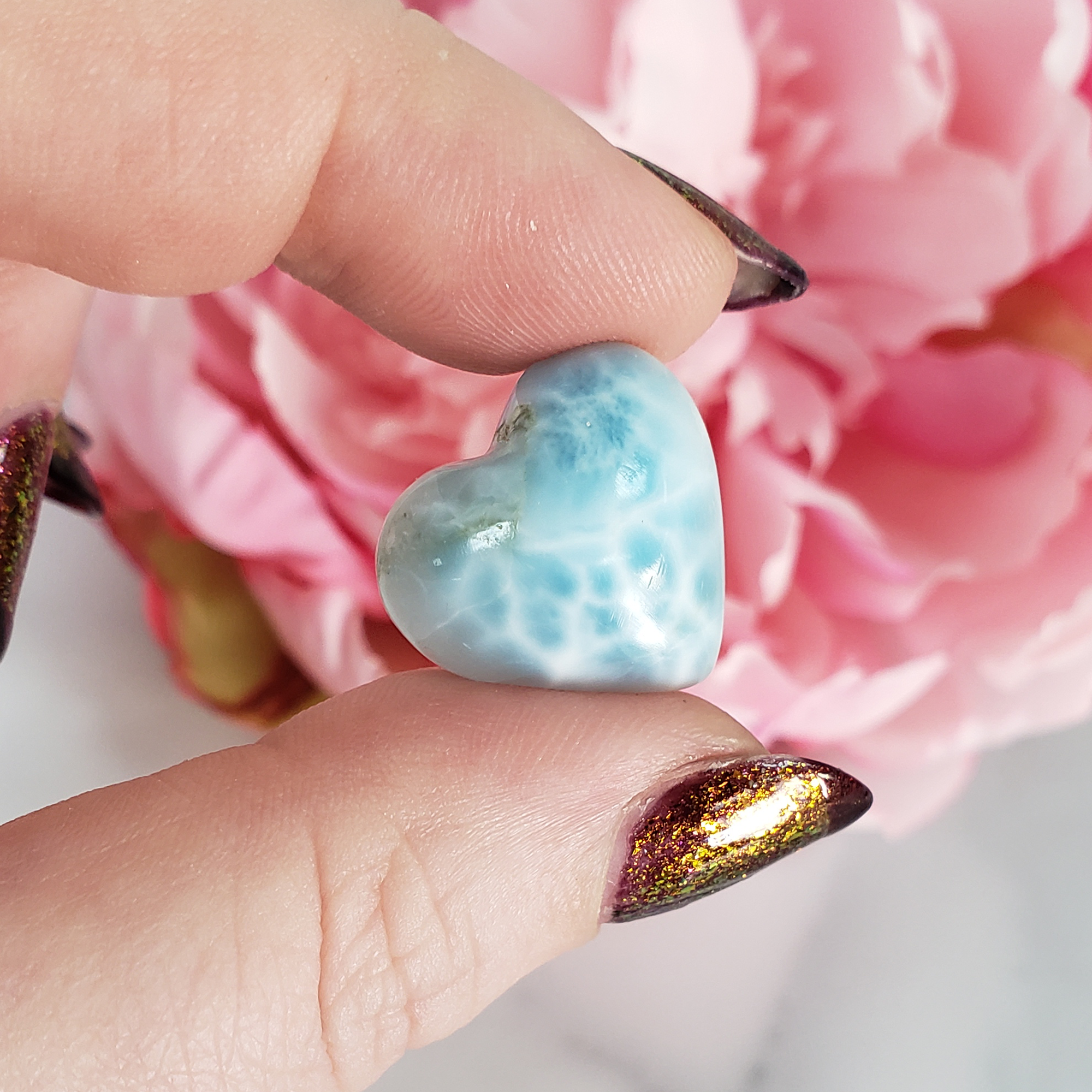 Unique High Quality Larimar Stone Heart Natural Gemstone Cabochon | Raidho