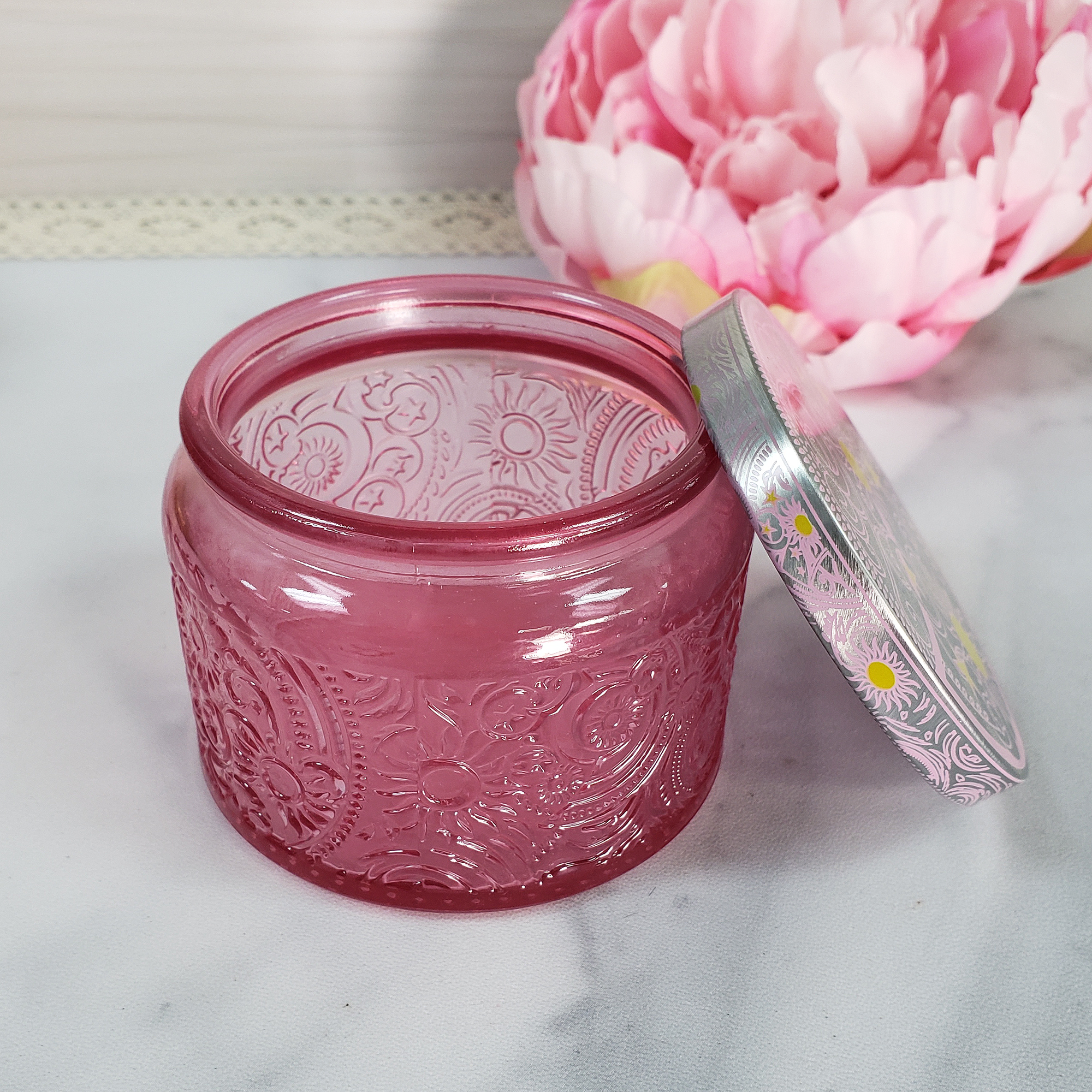 Celestial Colored Glass Container with Lid | Great for Spell Jars, Crystal Storage, & Candle Making - 5