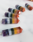 Rainbow Seven Chakra Stones Layered Natural Crystal Point Pendant - 1