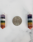 Rainbow Seven Chakra Stones Layered Natural Crystal Point Pendant - 4