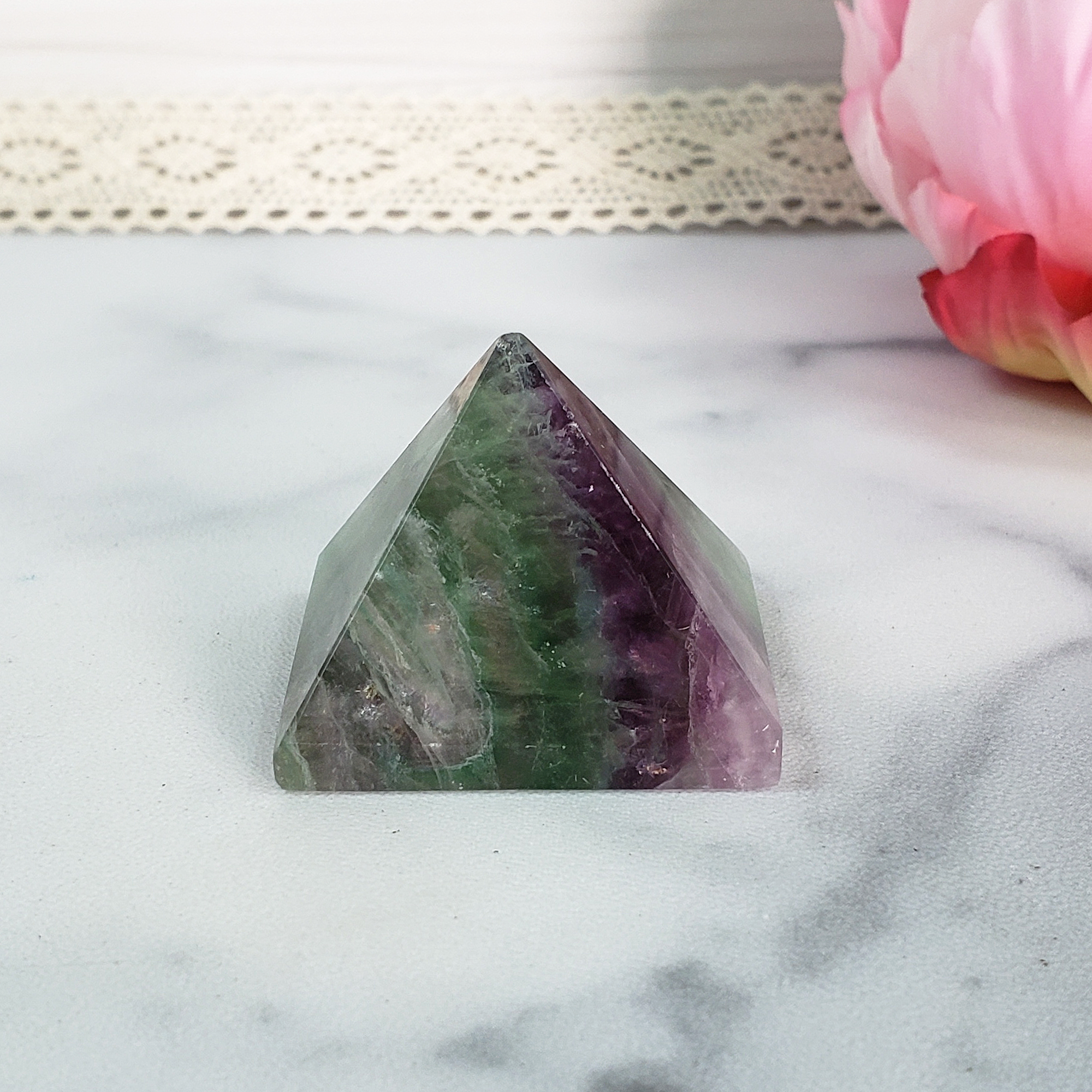 Rainbow Fluorite Stone Natural Gemstone Crystal Pyramid | 30-35mm - 2