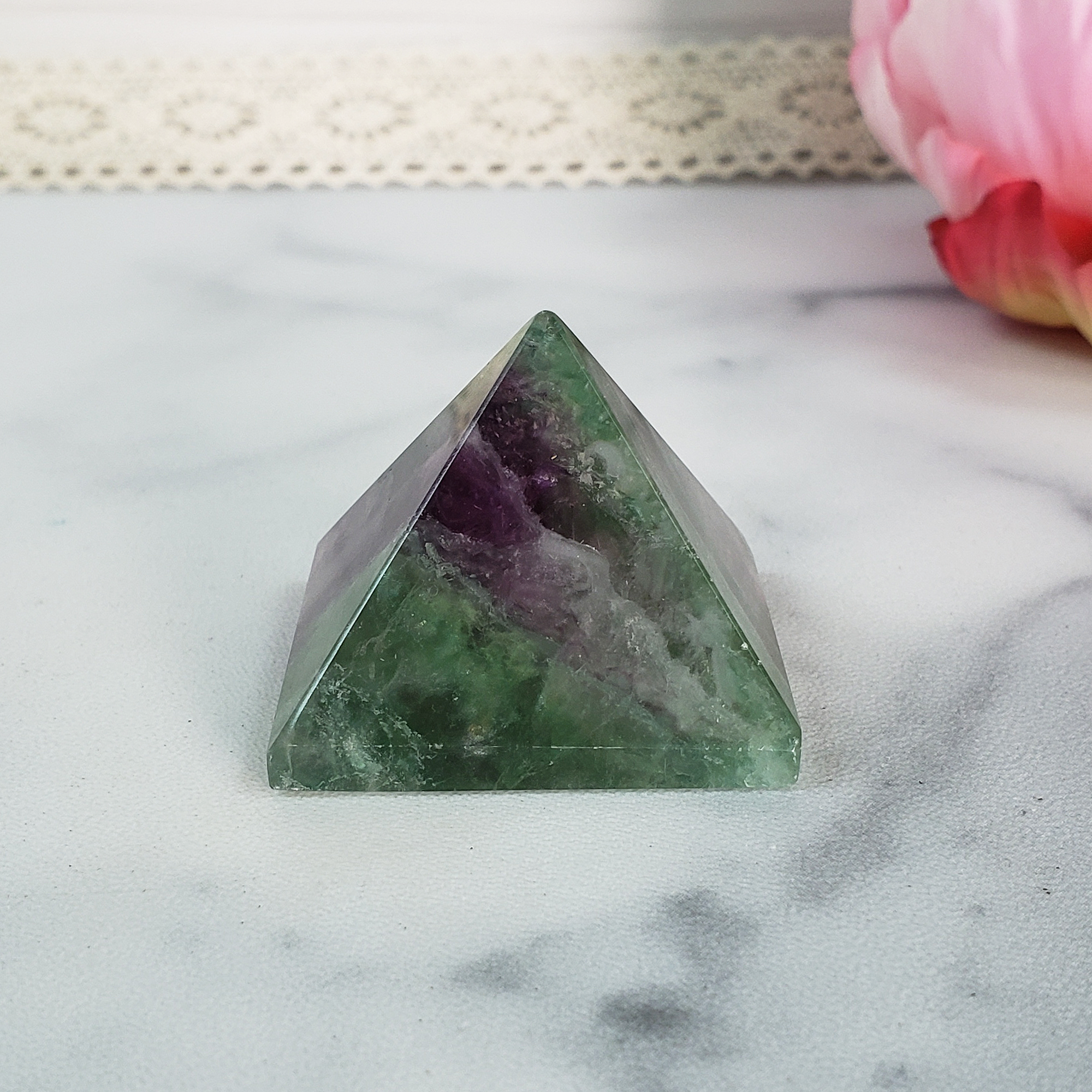 Rainbow Fluorite Stone Natural Gemstone Crystal Pyramid | 30-35mm - 5