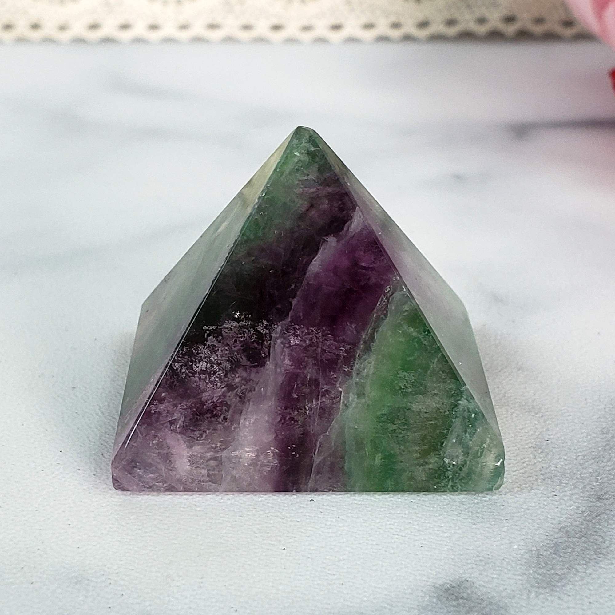 Rainbow Fluorite Stone Natural Gemstone Crystal Pyramid | 30-35mm