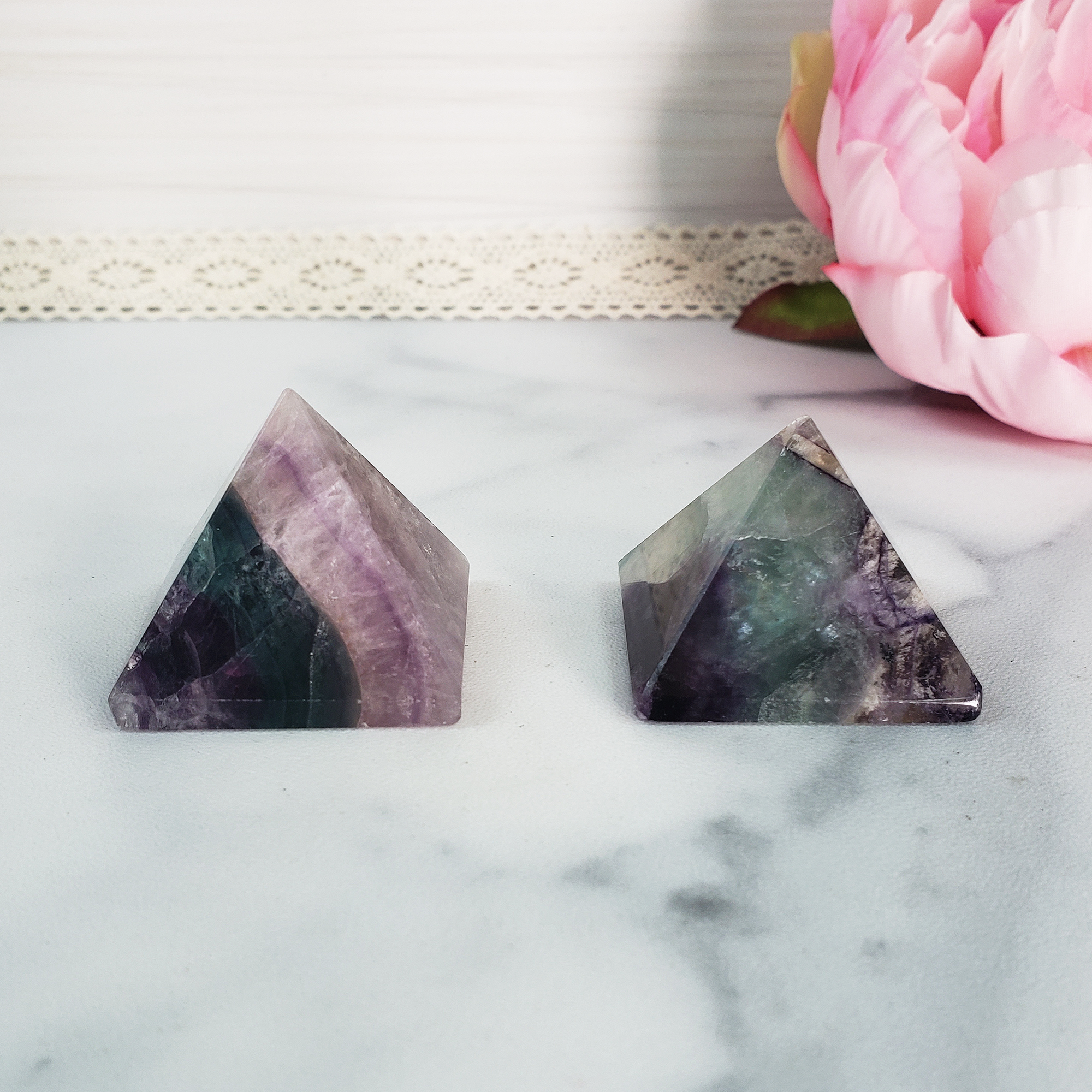 Rainbow Fluorite Stone Natural Gemstone Crystal Pyramid | 30-35mm - E